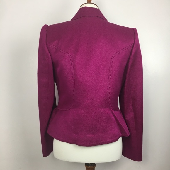 Anne Klein Fuchsia Textured Silk Wool Blazer - Picture 4 of 8